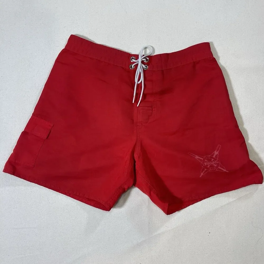 LA City Ocean Rescue Beach Lifeguard Swim Suit VTG Board Shorts Men's 32 *Read